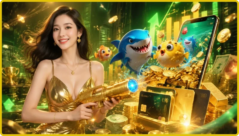 Đồ họa 3D sống động của game bắn cá tại Jun88 với súng hiện đại và boss cá khổng lồ